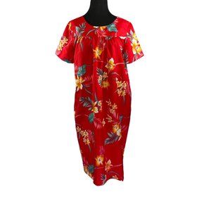 Vintage Kailua Sportswear Red Floral Dress MuuMuu Kaftan Hawaii USA - No Size